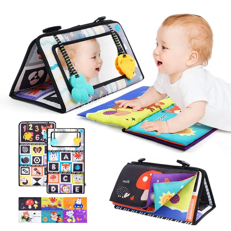 Jollybaby 2025 Black White High Contrast Floor Mirror Tummy Mirror Time Toys Car Mirror Baby Cloth Book for Baby