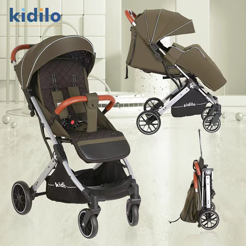 0-3 Years Foldable Baby Stroller: Lightweight Non-Toxic Travel Stroller with Adjustable Handle for Toddlers Family Trips K12F