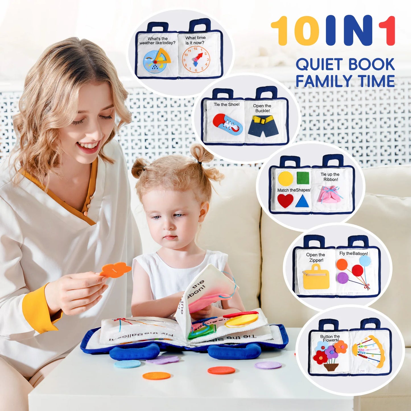 Jollybaby Custom Soft Sensory Educational Toddlers Montessori Quiet Sensory Book Felt Montessori Toys