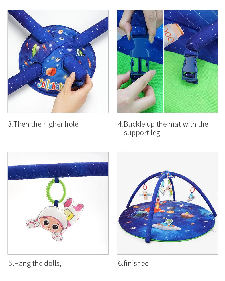 Jollybaby Unisex Eco-friendly Cotton Baby Gym Play Mat Soft Toy Custom Size Copyright Educational Musical Mat Copyrighted Toys