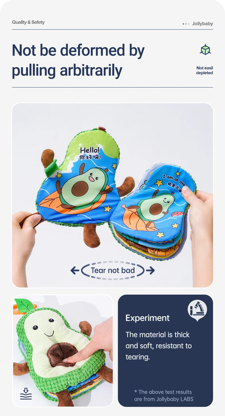 Jollybaby Colorful Vegetables and Fruits Storybook Baby Soft Cloth Book Nibbleable Cloth Book