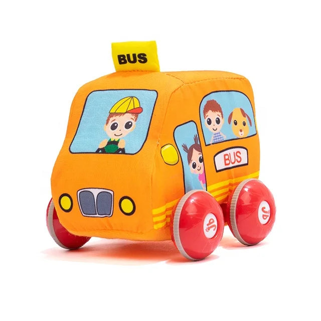 Jollybaby Police Cars Baby Mini Toy Soft Vehicles Pull-Back Racing Baby Plush Stuffed Car Toys for Children Kids