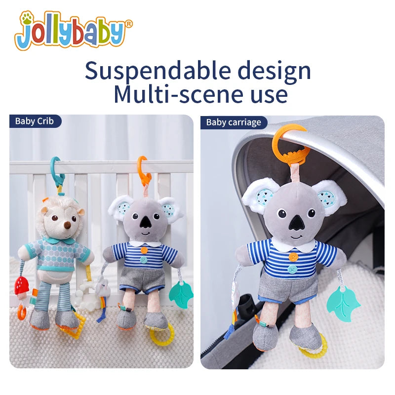 Custom logo Animal Koala Soft Plush Stuffed Toy Baby Hanging Crinkle Rattle Toys for Kids Crib Stroller
