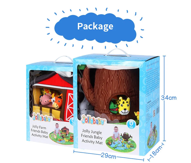 Jollybaby Pad Cotton Newborn Infant Crawling Blanket Animal Playmat Round Floor Soft Kids Baby Play Mat