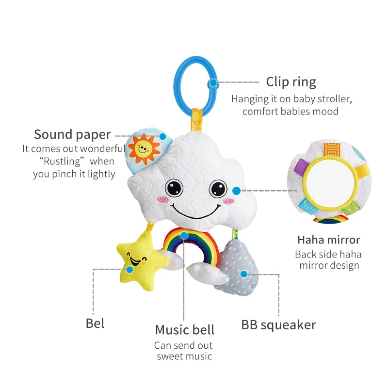 Manufacturer Custom Logo Soft Plush Stuffed Toy Baby Musical Crib Stroller Hanging Rattle Toys for Kids for Car Seats Strollers