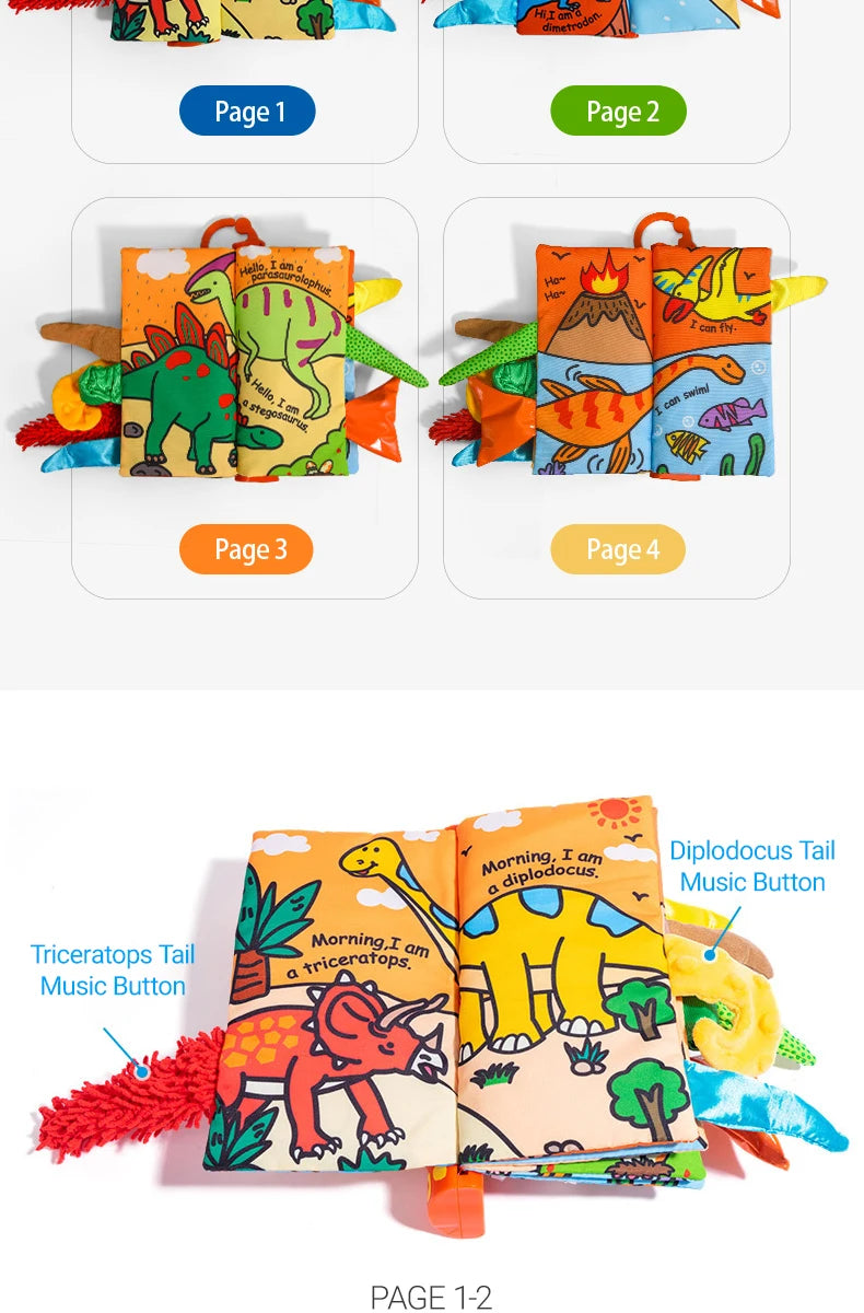 JOLLYBABY Cloth Book English Point Sound Reading E-Book Kids Cognitive Learning Toy with Audio Educational Learning Toy