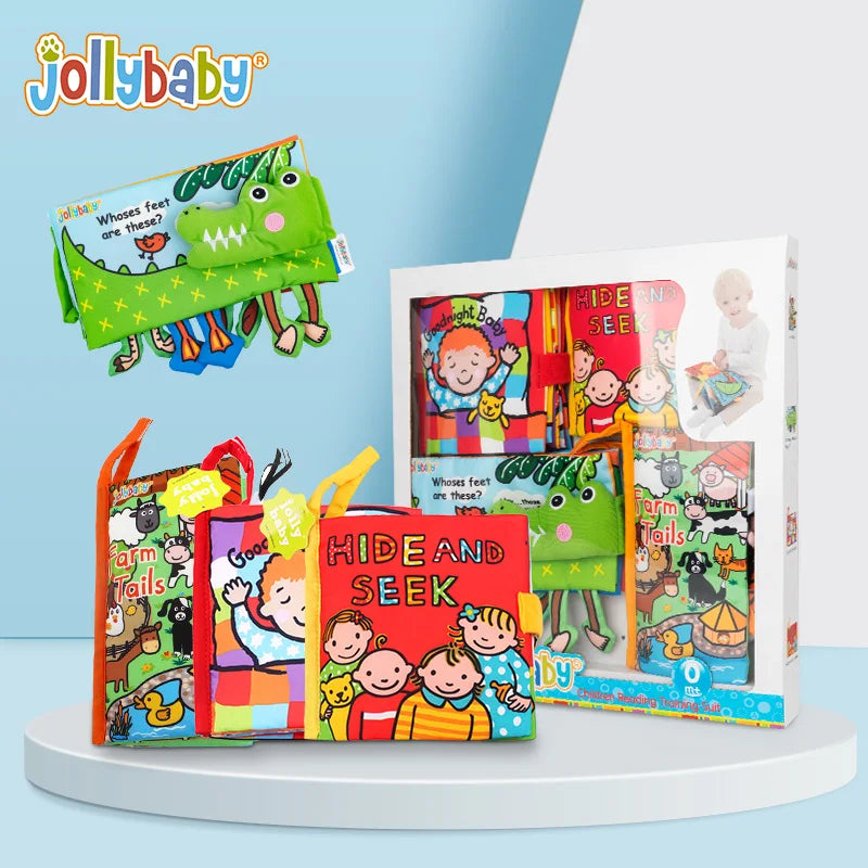 Jollybaby Hot Sale Soft Cloth Book Set Early Childhood Education Toy for 0-3 Year Old Babies