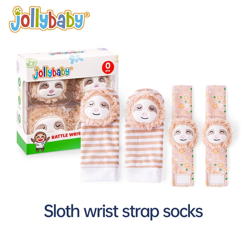 Jollybaby 4-Pack Newborn Koala Animals Soft Stuffed Infant Wrist Rattles Baby Rattle Socks Toys Set Comfortable Toy Gift