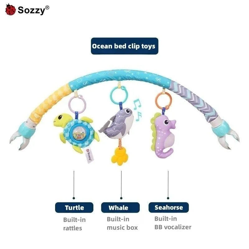 Custom Sea Animal Detachable Adjustable Activity Pram Stroller Musical Toys Baby Arch Toy for Crib