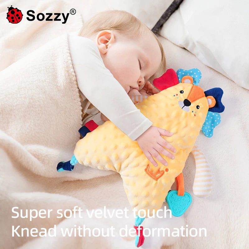 Manufacturer Custom Soft Stuffed Animal Plush Baby Security Blanket Comforter with Teething Toy