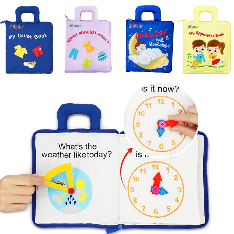 Jollybaby Customization logo Practical Skills Infant Early Educational Toys My First Book Fabric Montessori Busy Quiet Book