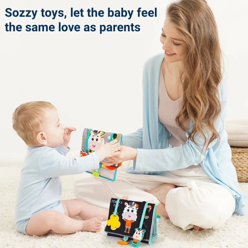 Manufacturer Black White High Contrast Tummy Time Toys Baby Bad Cloth Book Floor Mirror for 0-12 Months