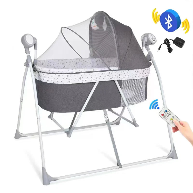 Newborn Foldable Portable Modern Kidilo Luxury Baby Crib, Convertible 3 in 1 Bedside Crib with Mosquito Net for Nursery C01-1