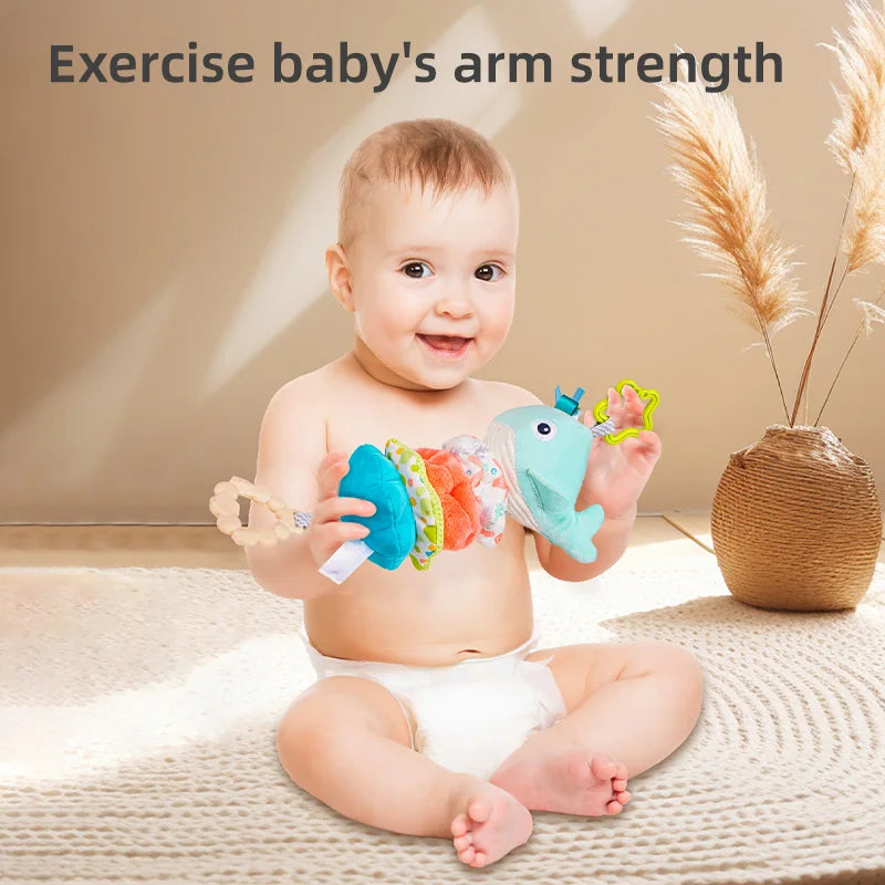 Customization logo Stuffed Animal Pull Music Sensory Baby Infant Hanging Musical Toy with Music Box