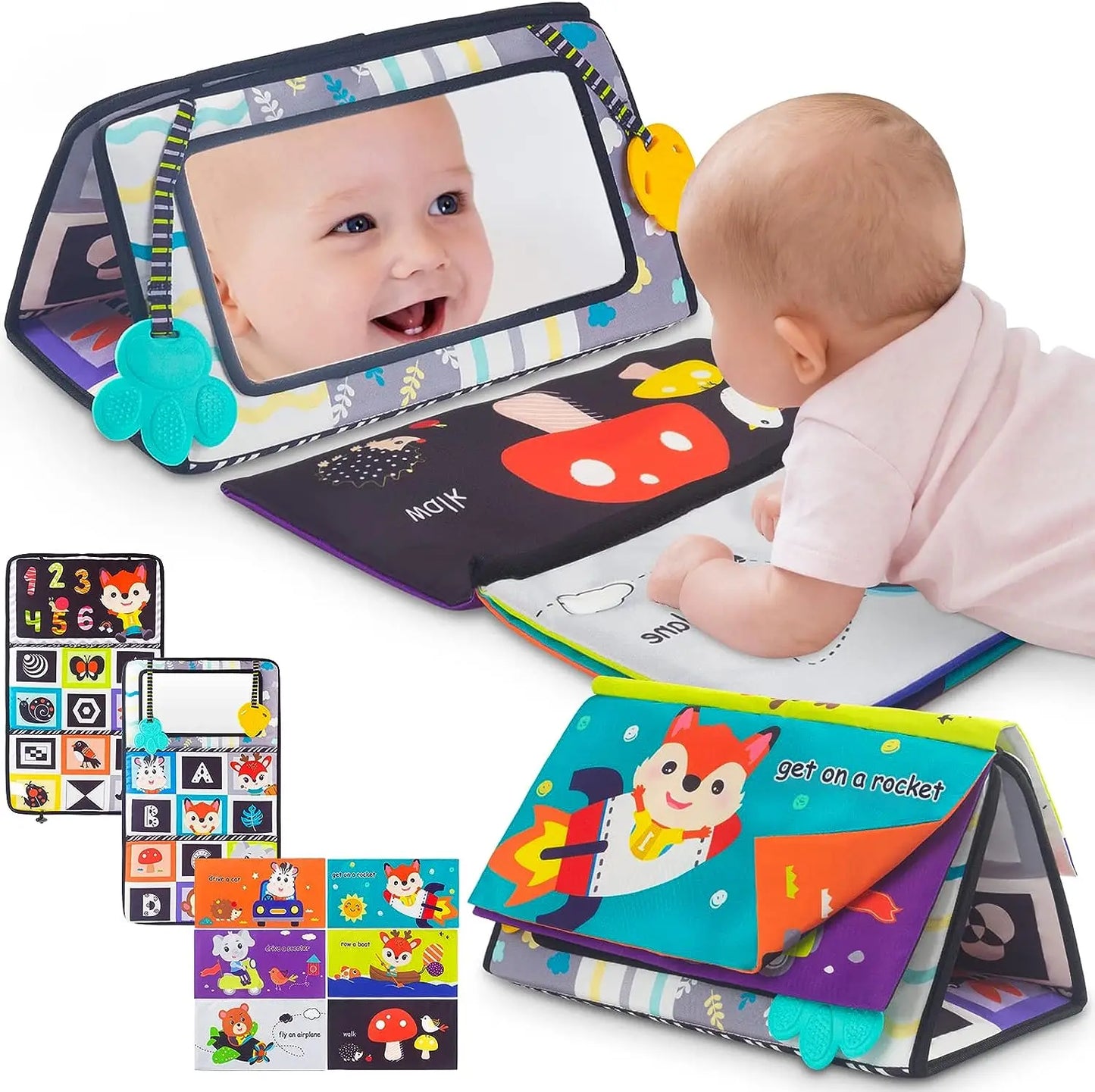 Manufacturer Baby Bed Floor Mirror Toys Tummy Time Mirror Toy Crinkle Sensory Toys for 0-12 Months