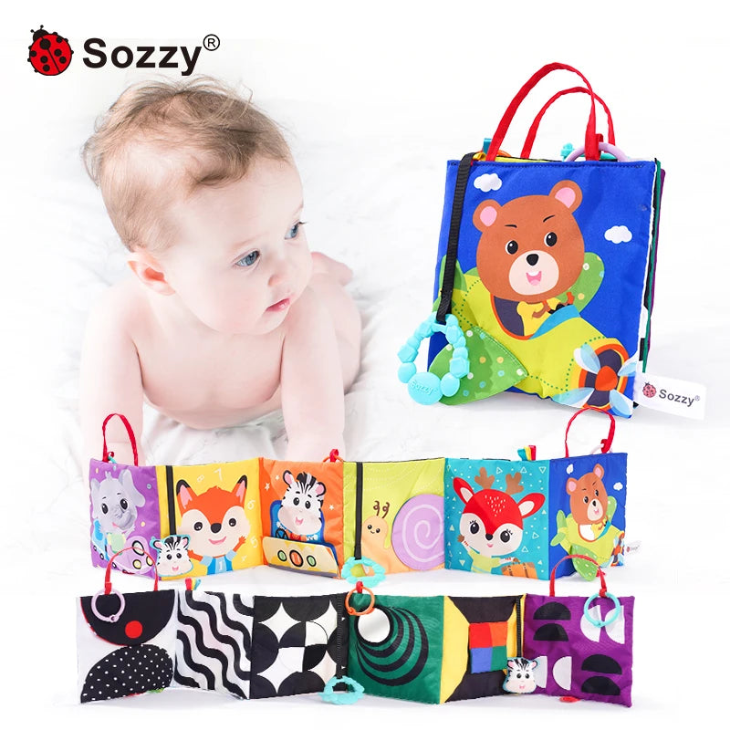 Soft Sensory Crinkle Books Montessori Toys Brain Development Newborn Essentials Tummy Time Toys 0 3 6 6-12 Months