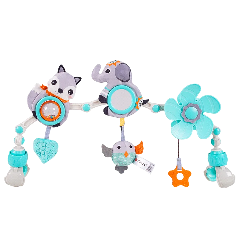 Sozzy Custom Sensory Elephant Baby Bed Hanging Toys Soft Musical Activity Arch Toys for Bassinet Crib Stroller Soothing Sensory