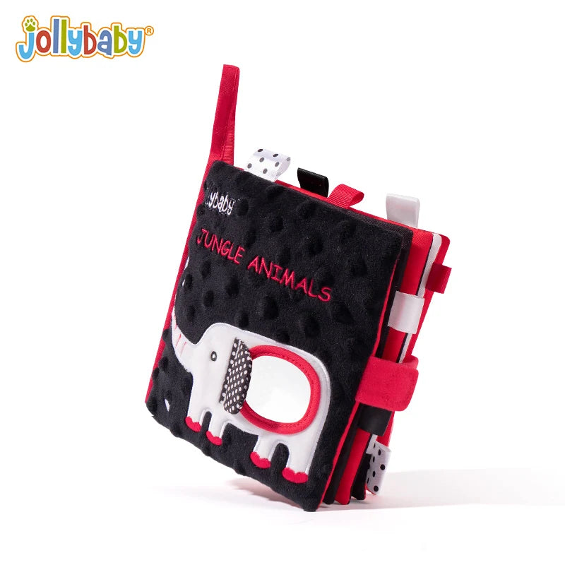 Jollybaby Jungle Farm Ocean Animal 3D High Contrast Vision Black and White Red Educational Cloth Book