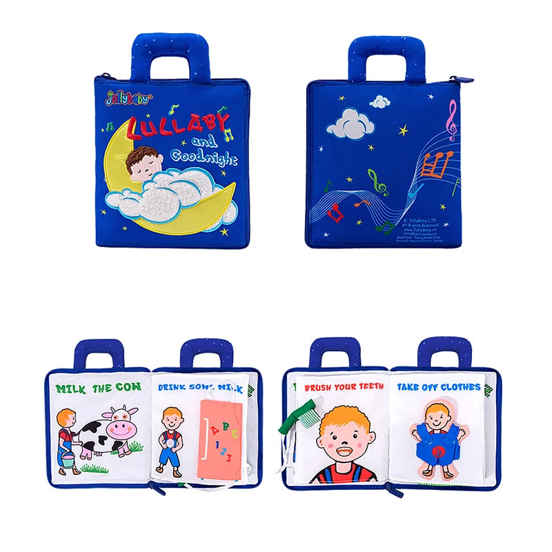 Jollybaby Customization logo Practical Skills Infant Early Educational Toys My First Book Fabric Montessori Busy Quiet Book