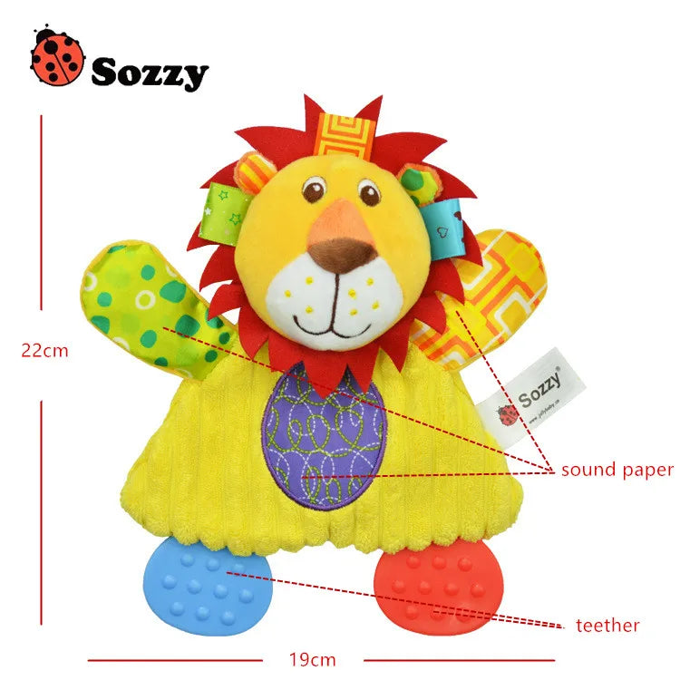 Jollybaby High Quality Dog Monkey lion Elephant Animal Soothing Baby Blanket Plush Security Baby Blanket with Teehter