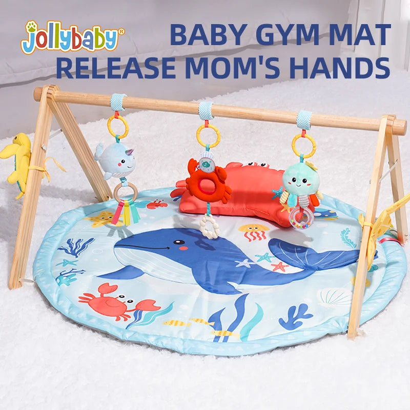 Newborn Infant Essentials Baby Play Gym Activity Mat 5 Detachable Cotton Toys Tummy Time Sensory Development Mat Sports Toy