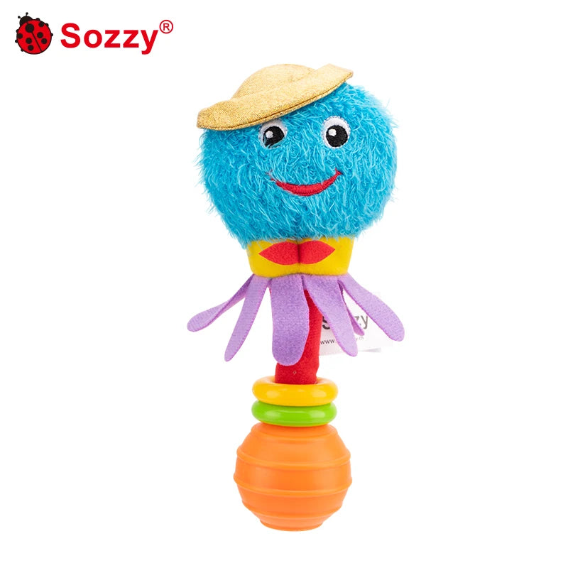 Sozzy High Quality Soft Plush Animal Hand Shake Rattle Early Baby Sensory Activity Toys