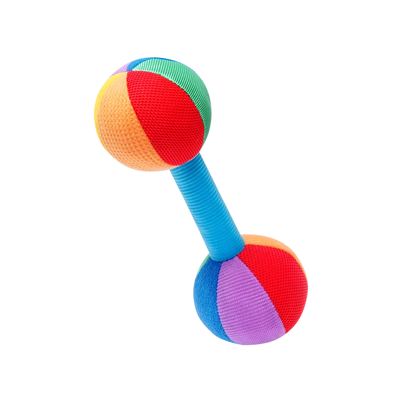 Jollybaby Custom Wholesale Soft Baby Hand Rattles Early Educational Dumbbell Hands Shake Ring Bell for 0-24 Months