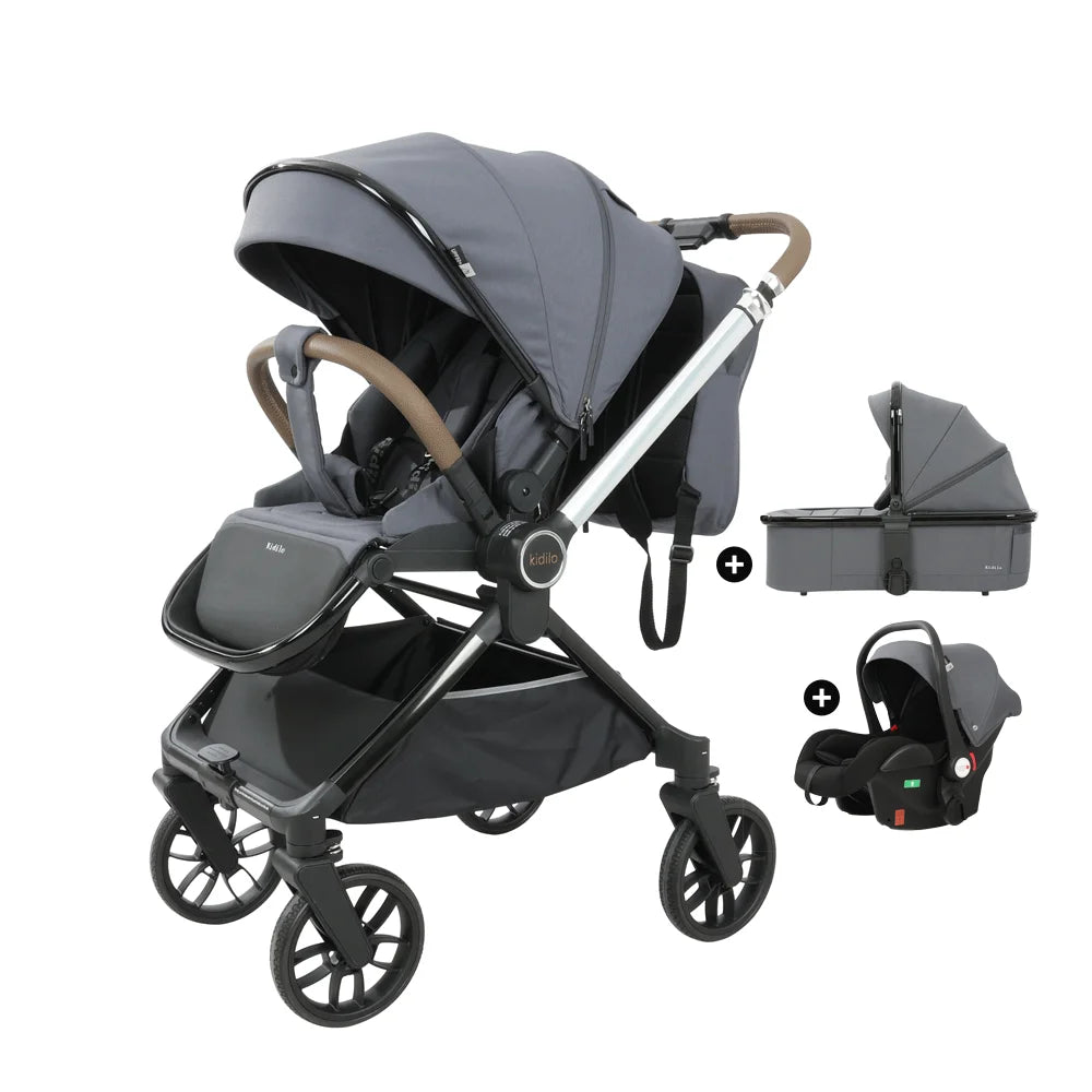 Kidilo Luxury 3 in 1 Baby Stroller Multiple Folding Wagon with Pram and Car Seat Wholesale From China Model D900 3B1
