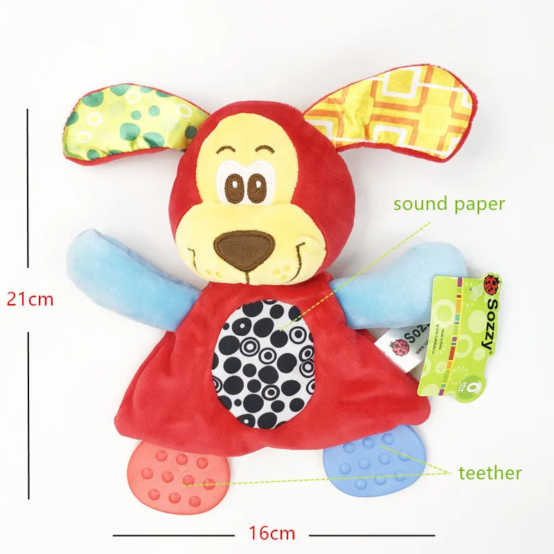 Jollybaby High Quality Dog Monkey lion Elephant Animal Soothing Baby Blanket Plush Security Baby Blanket with Teehter