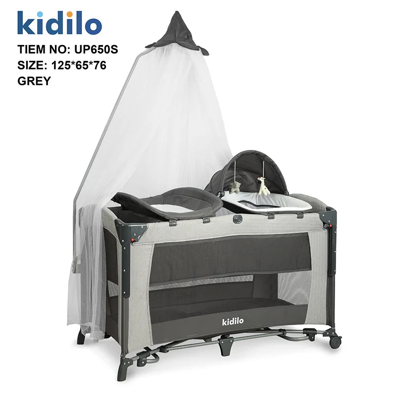 Kidilo Foldable Modern Newborn Travel Baby Portable Bedside Crib Bed 3 in 1 Luxury Set Mosquito Net for Babies UP650S