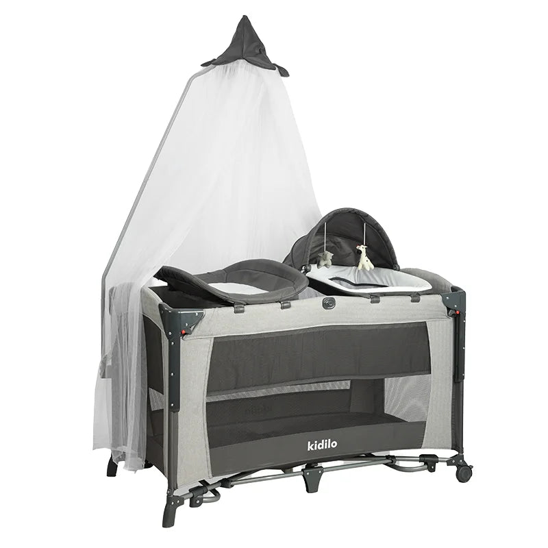 Kidilo Foldable Modern Newborn Travel Baby Portable Bedside Crib Bed 3 in 1 Luxury Set Mosquito Net for Babies UP650S