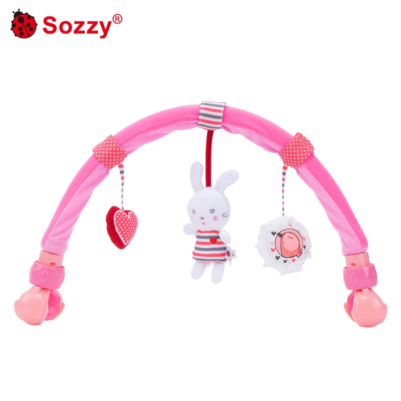 Infant Toddler Adjustable Hanging Activity Cartoon Musical Dolls Plush Baby Crib Stroller Arch Toys