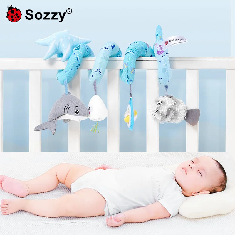 SOZZY Factory OEM Baby Plush Toys Pram Spiral Bed Rattle with Cute Animals Stroller and Travel Activity Toy Unisex SZ Plush Dice