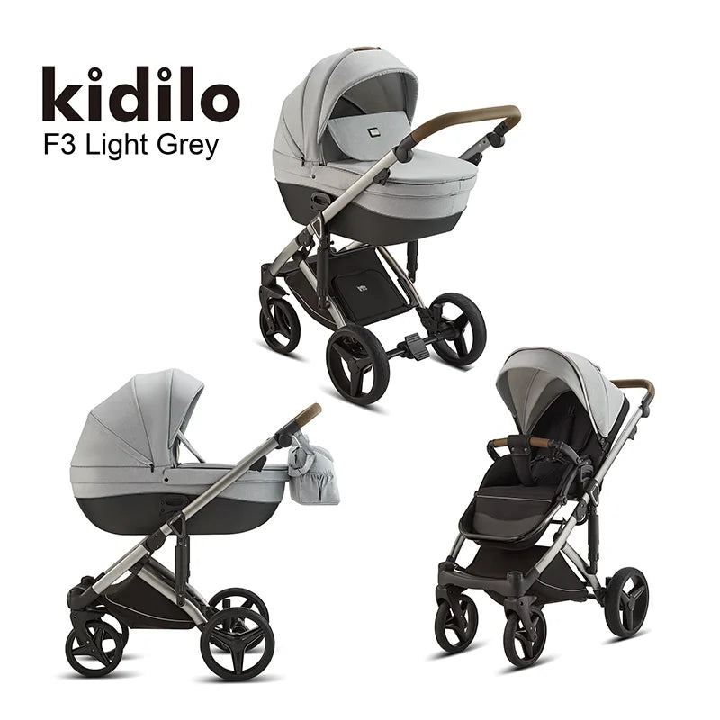 0-3 Years 3 in 1 Kidilo Baby Stroller with Car Seat, Non-Toxic Durable Foldable Travel Stroller for Toddlers Family Trips F3