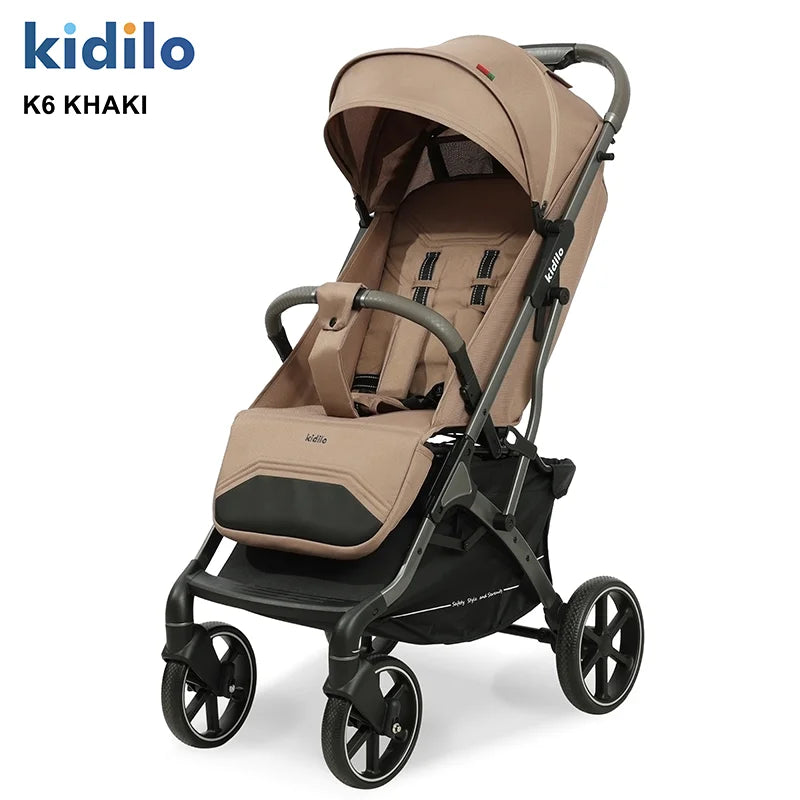 0-3 Years Foldable Kidilo Baby Stroller Lightweight Non-Toxic Travel Stroller with Adjustable Handle for Toddlers Daily Walks K6