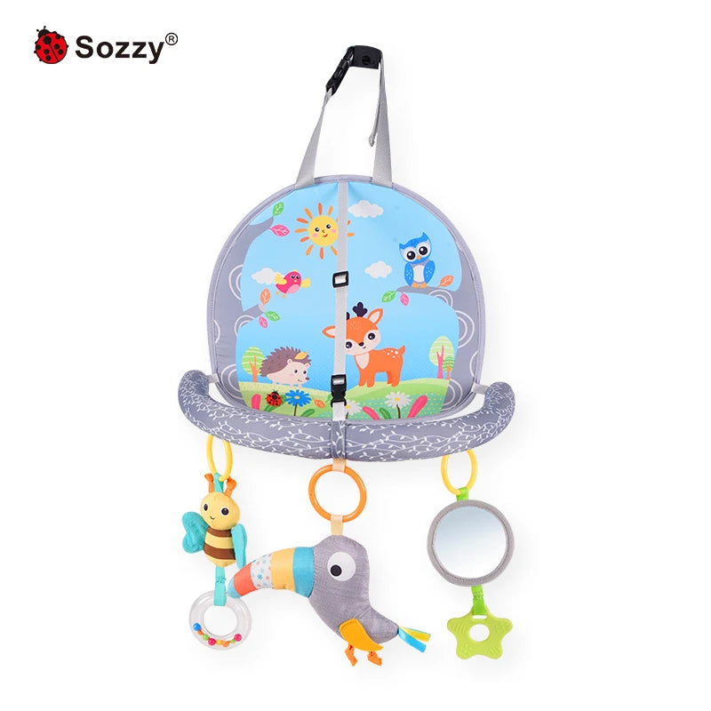 SOZZY Soft Activity Arch with Mirror and Rattle Double Sided Music Toys for Rear Facing Car Seat Packaged Sets