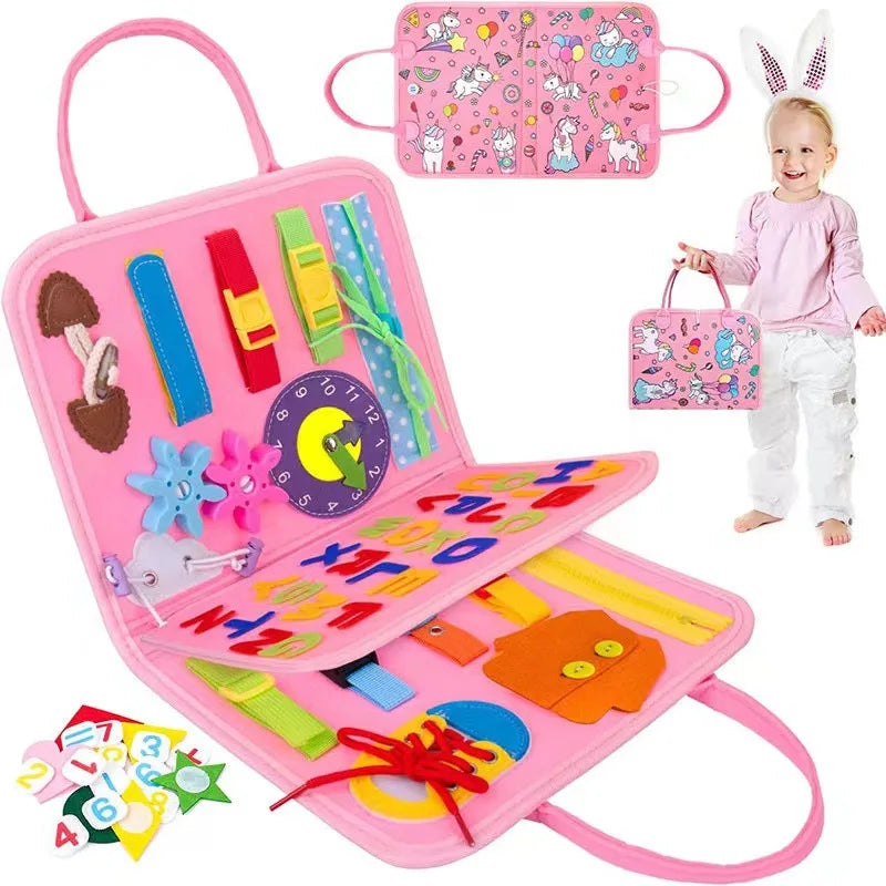 Customization OEM/ODM Toddler Montessori Fine Motor Skill Basic Skill Training Learning Felt Busy Board for Kids 1-6 Years