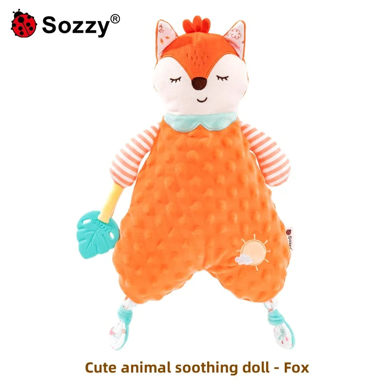 Wholesale Soft Stuffed lion Elephant fox Animal Plush Baby Security Blanket Comforter for Newborn Infant
