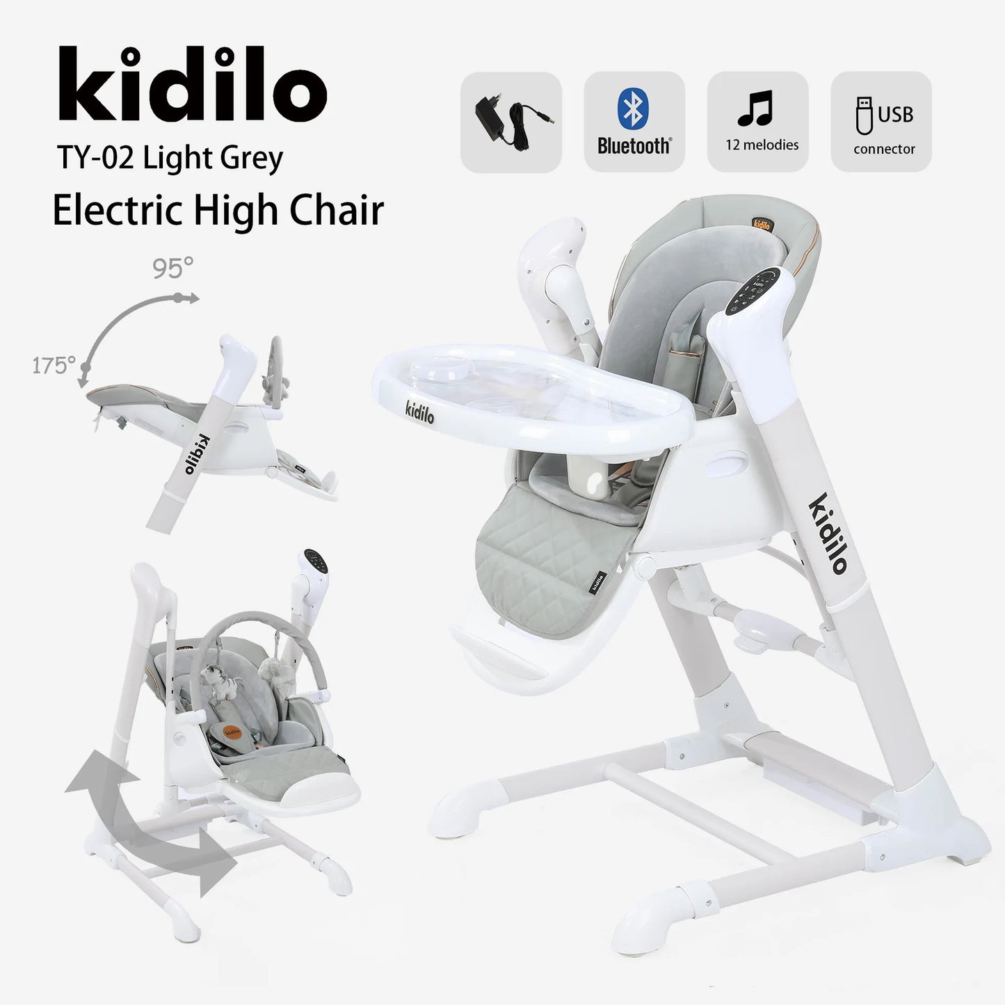 Kidilo 6-36 Months 3 in 1 Foldable Baby High Chair, Non-Toxic Feeding Chair for Home & Small-Space Toddler & Baby Dining TY02