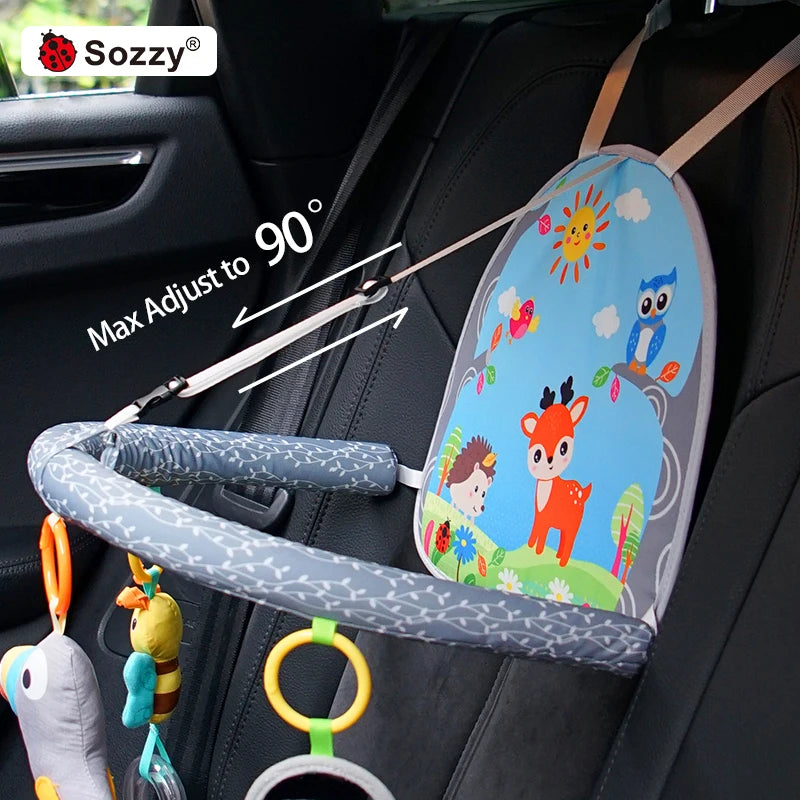 SOZZY Soft Activity Arch with Mirror and Rattle Double Sided Music Toys for Rear Facing Car Seat Packaged Sets