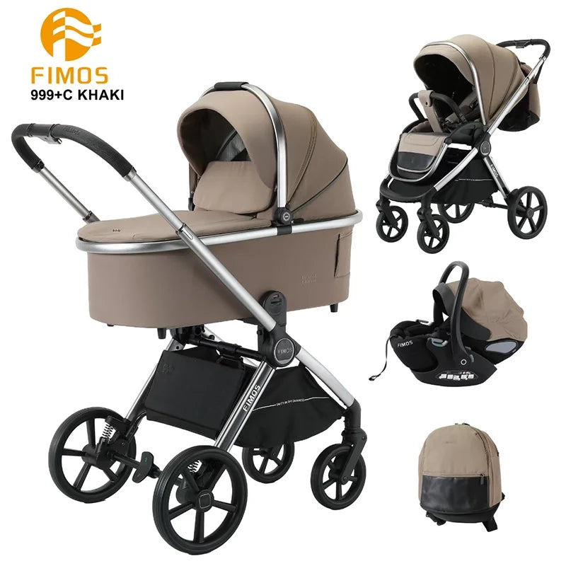 0-3 Years 3 in 1 Kidilo Baby Stroller with Car Seat, Non-Toxic Durable Foldable Travel Stroller for Toddlers Family Trips 999+C