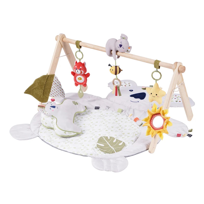 Jollybaby Cotton Activity Gym Play Mats with Wood Mounting Frame Sensory Awakening Baby Play Mat Perfect Gift for Newborn Baby