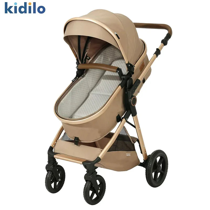 K05 Kidilo 0-3 Years 3 in 1 Baby Stroller with Car Seat Non-Toxic Durable Foldable Travel Stroller for Toddlers Family Trips
