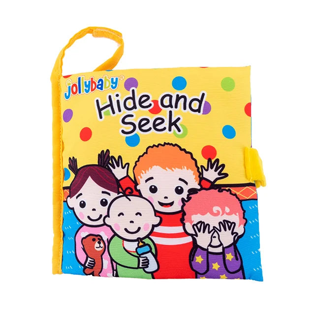 Jollybaby Preschool Toys Soft Washable Fabric Babi Crinkled Book Hide and Seek Peekaboo Cloth Book for 6-12months