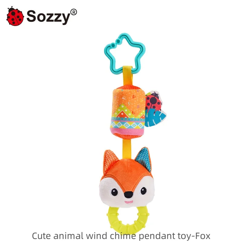 Sozzy Custom Animal Rattle Pull Musical Shaker Play Gym Plush Stuffed Animal Baby Rattle Baby Hanging Toy for Car Seat Stroller