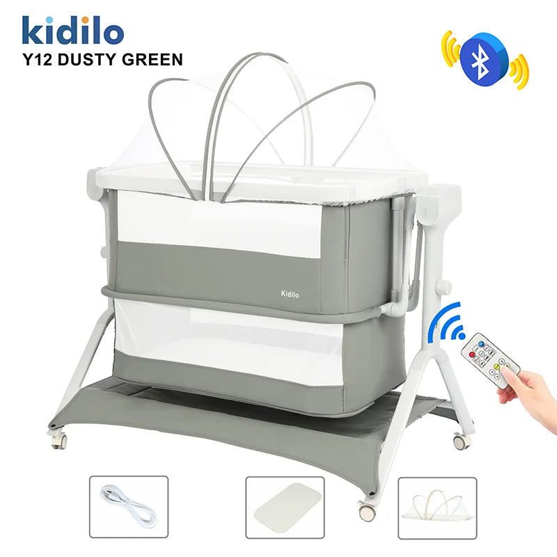 Kidilo Foldable Modern Newborn Travel Baby Portable Bedside Crib Bed 3 in 1 Luxury Set Mosquito Net for Babies Y12