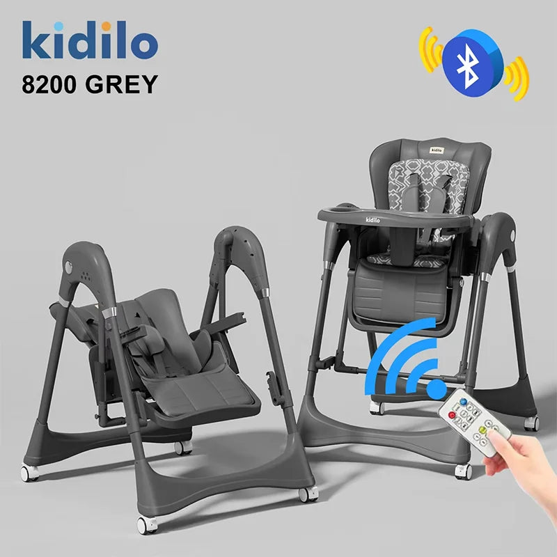 Kidilo 3 in 1 Foldable Baby High Chair 6 Months-2Years Non-Toxic Feeding Chair for Home & Travel Toddler Dining 8200