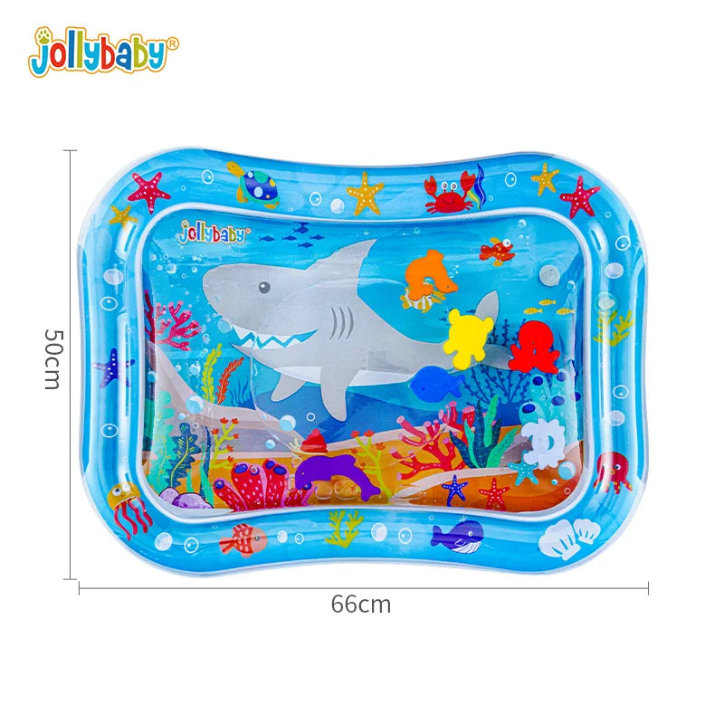 Jollybaby Portable Inflatable Cotton Water Play Mat Toy Wholesale Infants Baby Tummy Time Toy with Ocean Theme for 3 24 Months