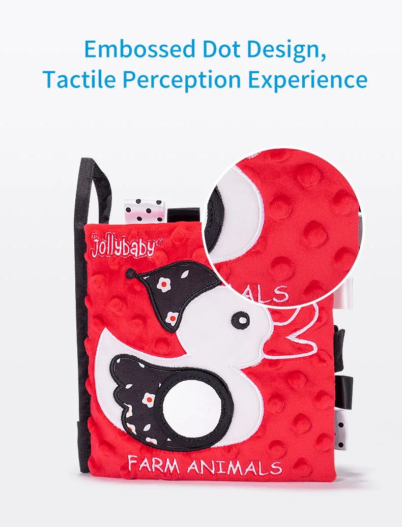 Jollybaby Jungle Farm Ocean Animal 3D High Contrast Vision Black and White Red Educational Cloth Book