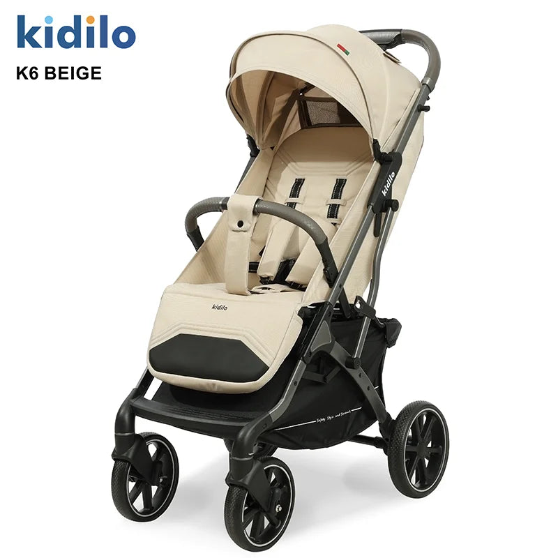 0-3 Years Foldable Kidilo Baby Stroller Lightweight Non-Toxic Travel Stroller with Adjustable Handle for Toddlers Daily Walks K6